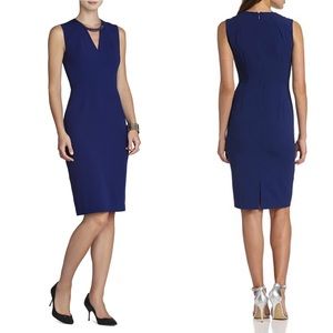BCBGMAXAZRIA Beaded-Neck Blue Dress Size6